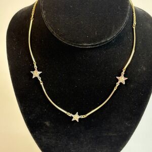 Vintage Star Necklace Delicate Rhinestoned Charms Signed Sarah Coventry